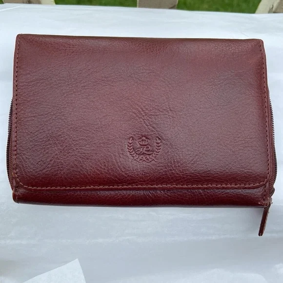 Italian Leather Wallet Dark Red, many compartments, functional, nice condition - Picture 4 of 14